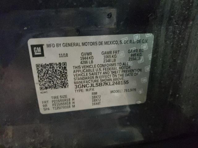 Photo 10 from auction – 2019 CHEVROLET TRAX 1LT with VIN 3GNCJLSB7KL248155