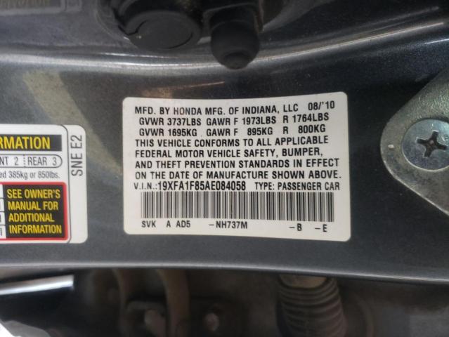 Photo 10 from auction – 2010 HONDA CIVIC EX with VIN 19XFA1F85AE084058