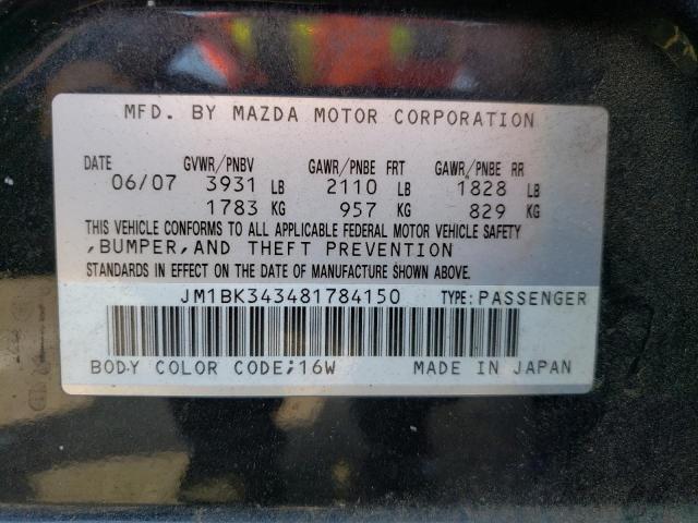 Photo 10 from auction – 2008 MAZDA 3 HATCHBAC with VIN JM1BK343481784150