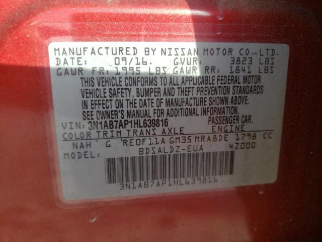 Photo 10 from auction – 2017 NISSAN SENTRA S with VIN 3N1AB7AP1HL639816