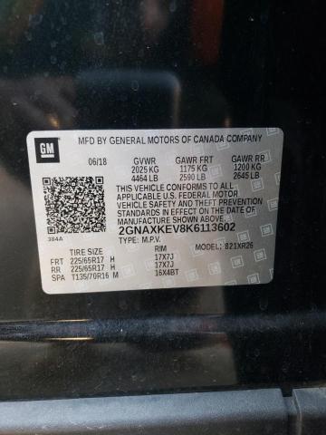 Photo 10 from auction – 2019 CHEVROLET EQUINOX LT with VIN 2GNAXKEV8K6113602