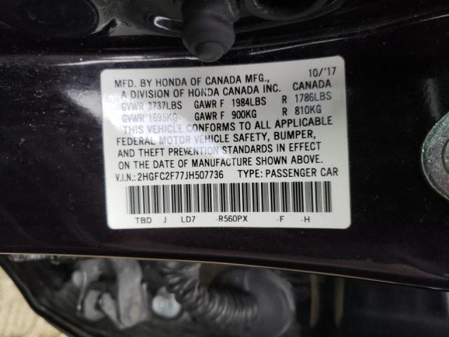 Photo 10 from auction – 2018 HONDA CIVIC EX with VIN 2HGFC2F77JH507736