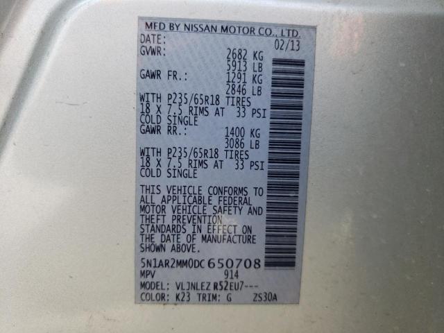 Photo 10 from auction – 2013 NISSAN PATHFINDER with VIN 5N1AR2MM0DC650708