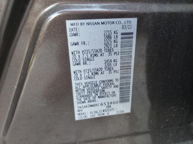 Photo 10 from auction – 2015 NISSAN PATHFINDER with VIN 5N1AR2MN0FC653460