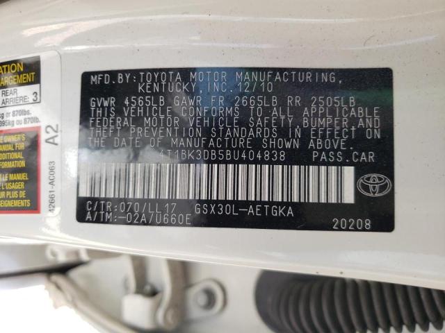 Photo 10 from auction – 2011 TOYOTA AVALON BAS with VIN 4T1BK3DB5BU404838