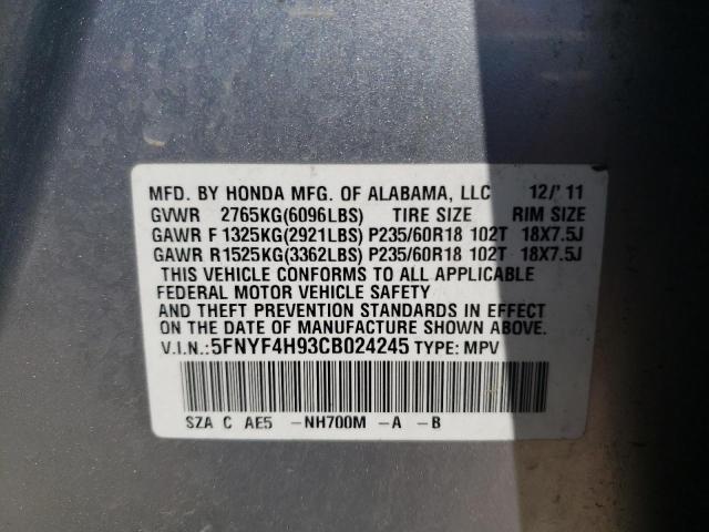 Photo 10 from auction – 2012 HONDA PILOT TOUR with VIN 5FNYF4H93CB024245