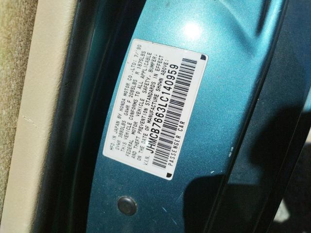 Photo 10 from auction – 1990 HONDA ACCORD EX with VIN JHMCB7663LC140959