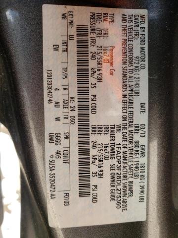 Photo 10 from auction – 2013 FORD FOCUS SE with VIN 1FADP3F28DL275360