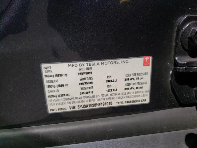 Photo 10 from auction – 2017 TESLA MODEL S with VIN 5YJSA1E28HF191010