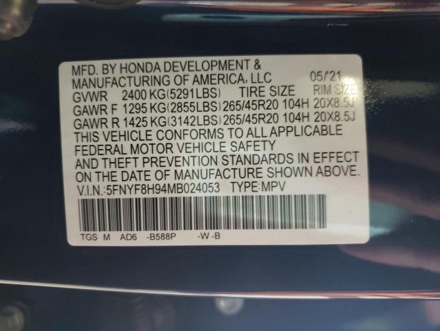 Photo 10 from auction – 2021 HONDA PASSPORT T with VIN 5FNYF8H94MB024053