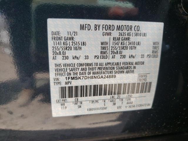 Photo 10 from auction – 2022 FORD EXPLORER X with VIN 1FMSK7DH8NGA24889