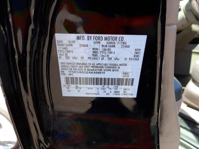 Photo 10 from auction – 2010 FORD ESCAPE XLT with VIN 1FMCU9DG2AKA94915