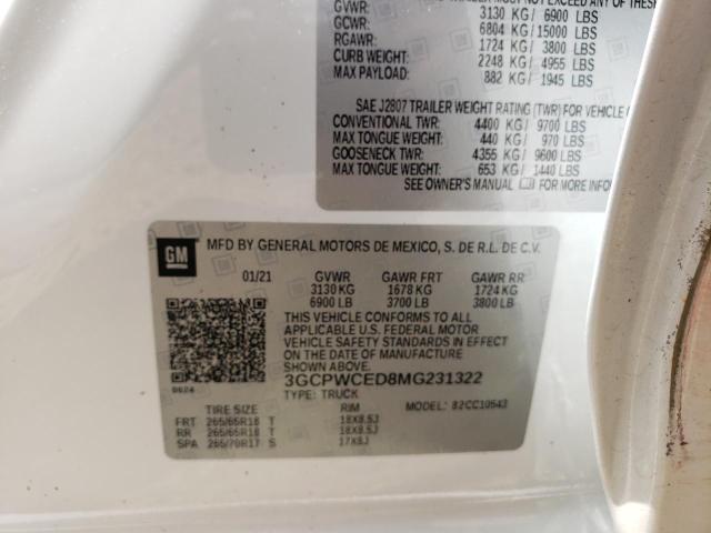 Photo 10 from auction – 2021 CHEVROLET SILVERADO with VIN 3GCPWCED8MG231322