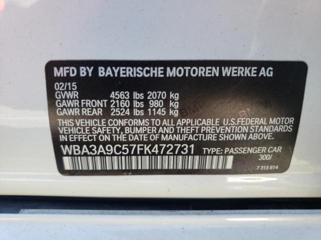 Photo 10 from auction – 2015 BMW 335 I with VIN WBA3A9C57FK472731