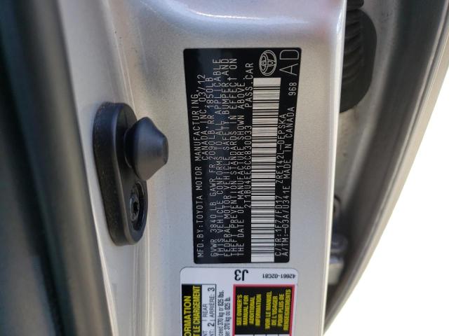 Photo 10 from auction – 2012 TOYOTA COROLLA BA with VIN 2T1BU4EE6CC830033
