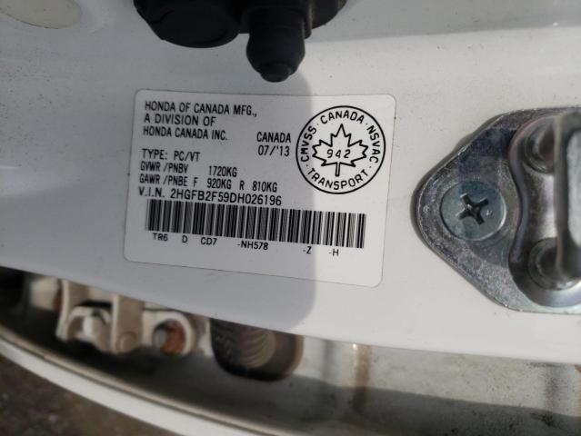 Photo 10 from auction – 2013 HONDA CIVIC LX with VIN 2HGFB2F59DH026196