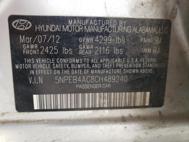 Photo 10 from auction – 2012 HYUNDAI SONATA GLS with VIN 5NPEB4AC8CH489240