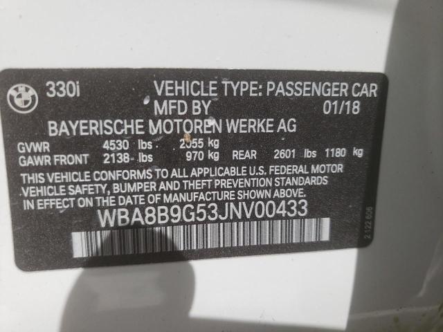Photo 10 from auction – 2018 BMW 330 I with VIN WBA8B9G53JNV00433