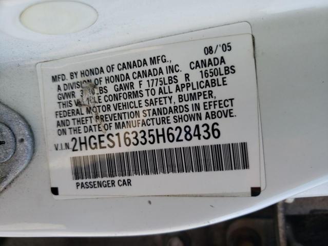 Photo 10 from auction – 2005 HONDA CIVIC with VIN 2HGES16335H628436