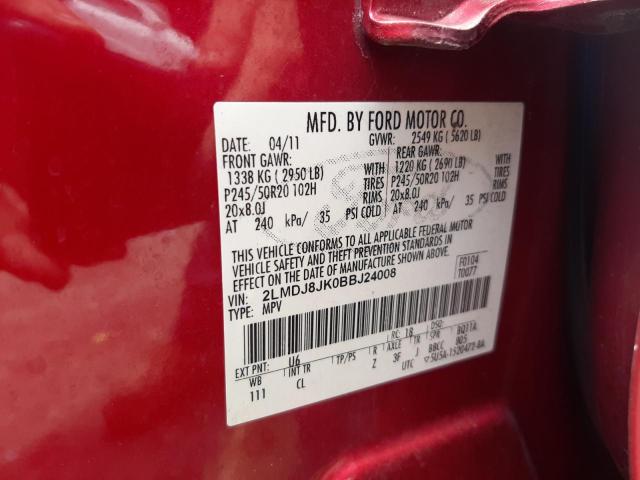 Photo 10 from auction – 2011 LINCOLN MKX with VIN 2LMDJ8JK0BBJ24008