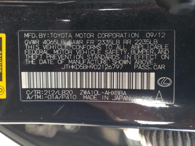 Photo 10 from auction – 2013 LEXUS CT 200 with VIN JTHKD5BH9D2126797