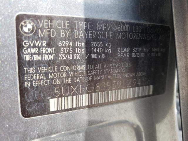 Photo 10 from auction – 2009 BMW X6 with VIN 5UXFG83539LZ94116