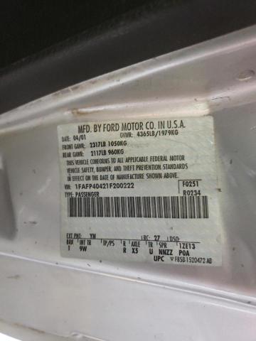 Photo 10 from auction – 2001 FORD MUSTANG with VIN 1FAFP40421F200222