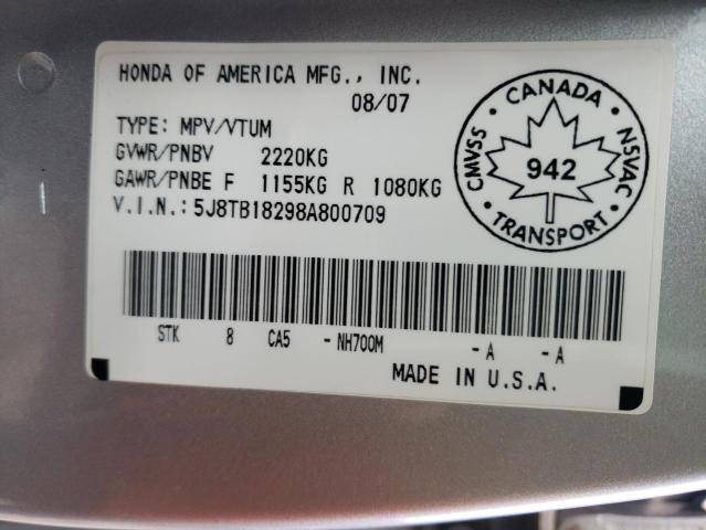 Photo 10 from auction – 2008 ACURA RDX with VIN 5J8TB18298A800709