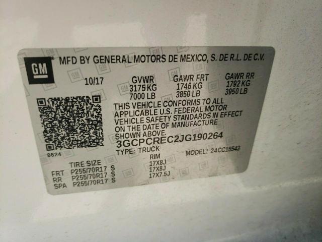 Photo 10 from auction – 2018 CHEVROLET SILVERADO with VIN 3GCPCREC2JG190264