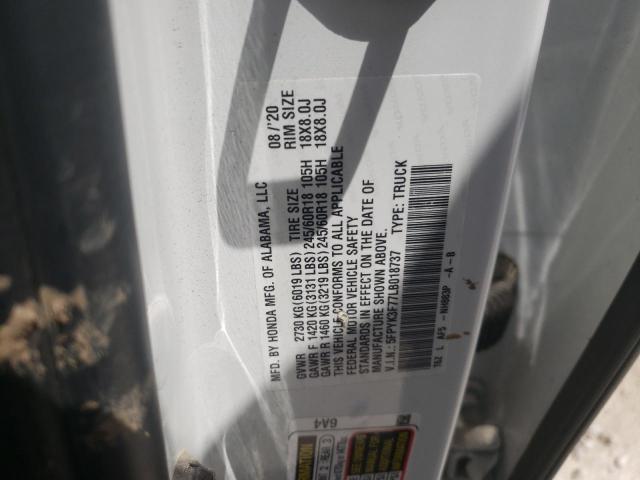 Photo 10 from auction – 2020 HONDA RIDGELINE with VIN 5FPYK3F77LB018737