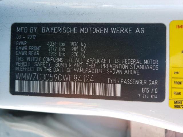 Photo 10 from auction – 2012 MINI COOPER with VIN WMWZC3C59CWL84124