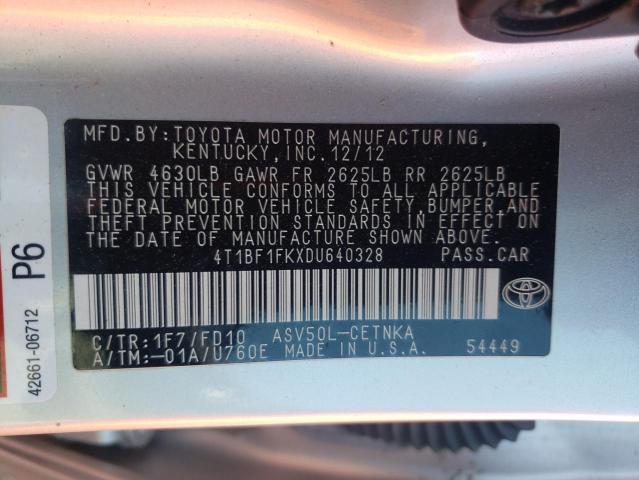 Photo 10 from auction – 2013 TOYOTA CAMRY L with VIN 4T1BF1FKXDU640328