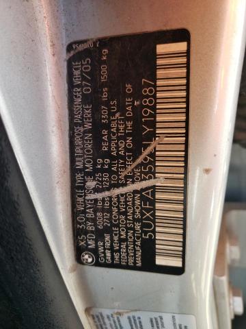 Photo 10 from auction – 2005 BMW X5 3.0I with VIN 5UXFA13595LY19887
