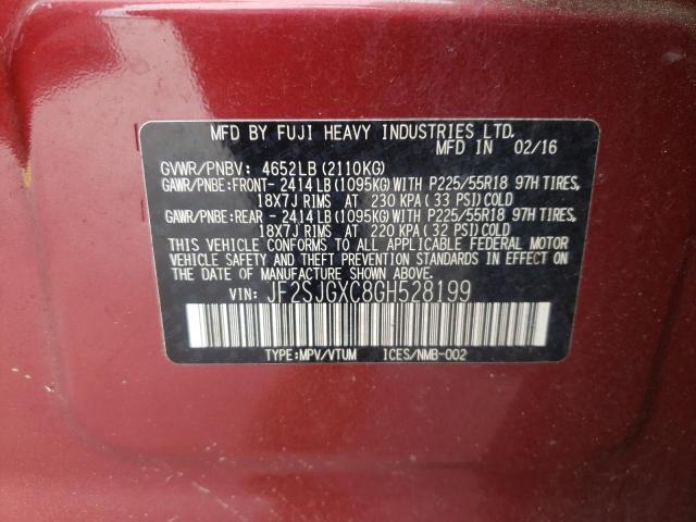 Photo 10 from auction – 2016 SUBARU FORESTER 2 with VIN JF2SJGXC8GH528199