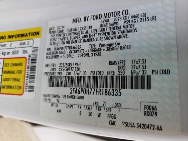 Photo 10 from auction – 2015 FORD FUSION SE with VIN 3FA6P0H77FR186335