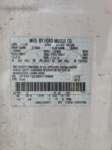 Photo 10 from auction – 2008 FORD F150 with VIN 1FTRF12238KC10909