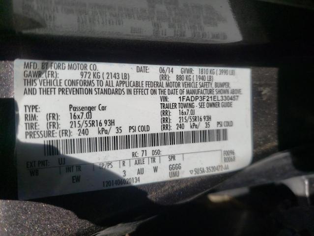 Photo 10 from auction – 2014 FORD FOCUS SE with VIN 1FADP3F21EL330457