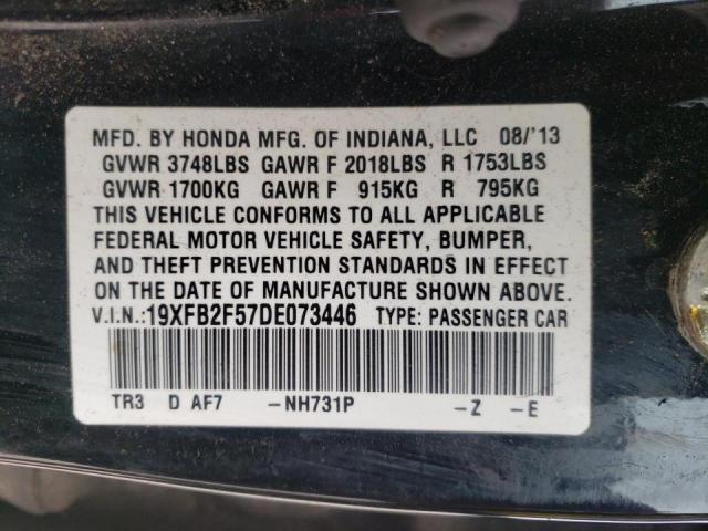 Photo 10 from auction – 2013 HONDA CIVIC LX with VIN 19XFB2F57DE073446