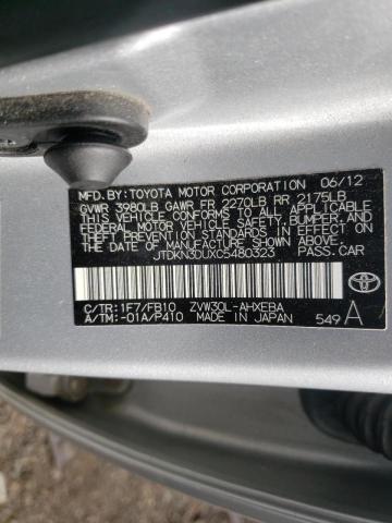 Photo 10 from auction – 2012 TOYOTA PRIUS with VIN JTDKN3DUXC5480323