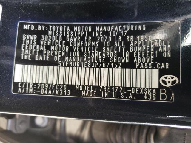 Photo 10 from auction – 2018 TOYOTA COROLLA L with VIN 5YFBURHE8JP767152