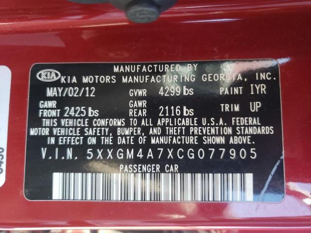 Photo 10 from auction – 2012 KIA OPTIMA LX with VIN 5XXGM4A7XCG077905