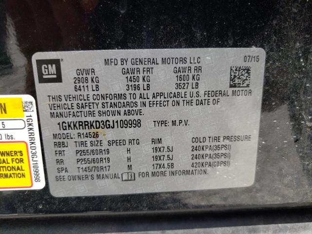 Photo 10 from auction – 2016 GMC ACADIA SLT with VIN 1GKKRRKD3GJ109998