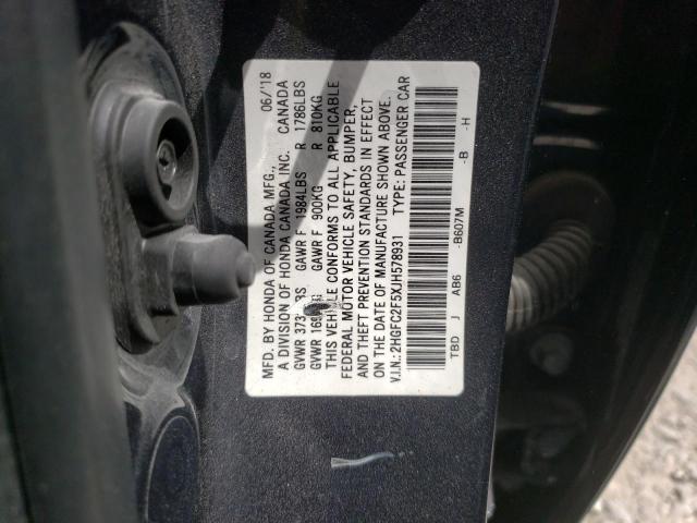 Photo 10 from auction – 2018 HONDA CIVIC LX with VIN 2HGFC2F5XJH578931