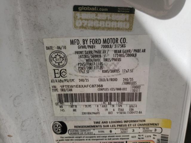 Photo 10 from auction – 2010 FORD F150 SUPER with VIN 1FTEW1E8XAFC87368