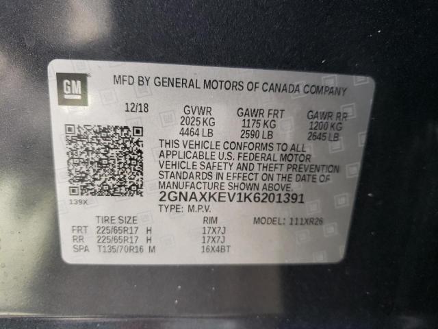 Photo 10 from auction – 2019 CHEVROLET EQUINOX LT with VIN 2GNAXKEV1K6201391