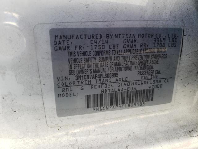 Photo 10 from auction – 2015 NISSAN VERSA NOTE with VIN 3N1CN7AP4FL805985