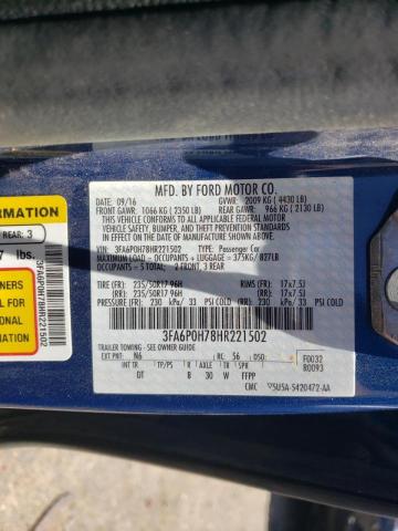 Photo 10 from auction – 2017 FORD FUSION SE with VIN 3FA6P0H78HR221502