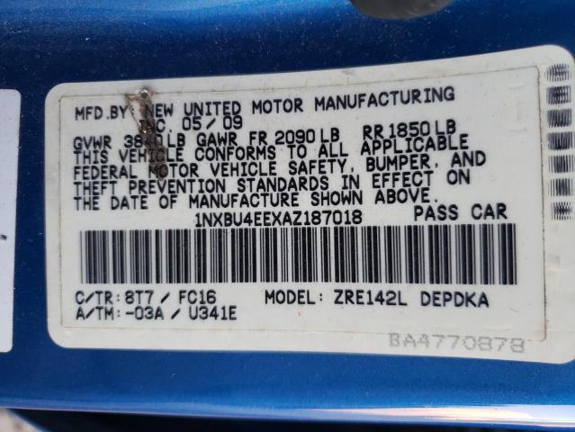Photo 10 from auction – 2010 TOYOTA COROLLA BA with VIN 1NXBU4EEXAZ187018