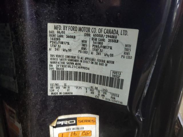 Photo 10 from auction – 2001 FORD F150 with VIN 2FTRX18L21CA99034