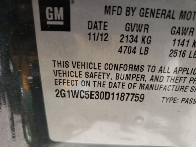 Photo 10 from auction – 2013 CHEVROLET IMPALA LTZ with VIN 2G1WC5E30D1187759